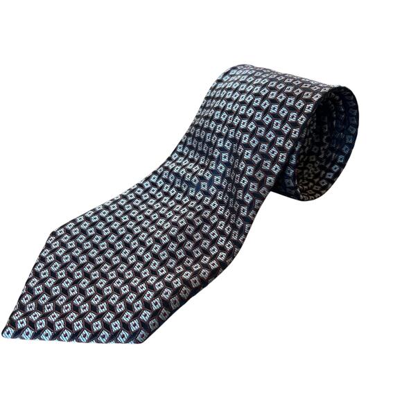 JinTaiYang Mens Black & Red Geometric Neck Tie 57.5" Office Preppy Career - Picture 1 of 3